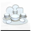 Bộ bát đĩa sét 20 chi tiết hoa văn trắng viền đen Men cao cấp giảm giá 250.000₫