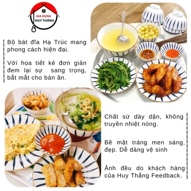 Bộ Bát Đĩa Sứ 12 Cái Họa Tiết Hạ Trúc Giá 365k, Bộ Gia Đình Đầm Ấm Bán Lẻ