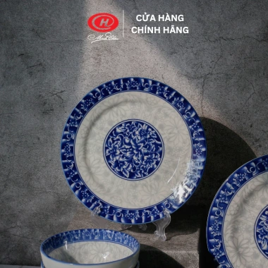 Bộ bát đĩa sứ 12 món họa tiết xanh lam - Sứ Minh Châu, giảm giá tới 22%