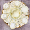 Bộ bát đĩa sứ 22 món, khay hoa mặt trời, sét đĩa trắng viền đen 48cm Giá 199k