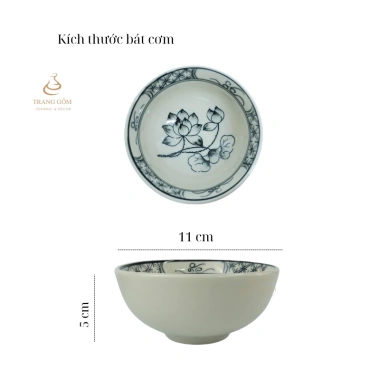 Bộ bát đĩa sứ Bát Tràng hoa mặt trời 45cm - Hoa sen tràm sang trọng, giá ưu đãi 260k 3
