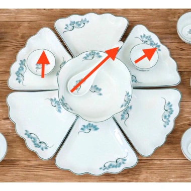 Bộ bát đĩa sứ Bát Tràng vẽ sen xanh thờ cúng, xếp tròn 3 size 38-45-54cm - Giá ưu đãi 260.000₫