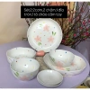 Bộ bát đĩa sứ bông hoa chấm bi dễ thương – 7 món, cho bếp ấm & cúng, giảm giá 8