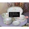 Bộ bát đĩa sứ bông hoa chấm bi dễ thương – 7 món, cho bếp ấm & cúng, giảm giá 9
