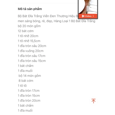 Bộ Bát Đĩa Sứ BT Cao Cấp Trắng Viền Đen Men Sáng Mịn - Giá chỉ 95.000đ, giảm 21.850đ