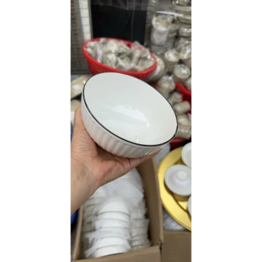 Bộ Bát Đĩa Sứ BT Cao Cấp Trắng Viền Đen Men Sáng Mịn - Giá chỉ 95.000đ, giảm 21.850đ 8 Bộ Bát Đĩa Sứ BT Cao Cấp Trắng Viền Đen Men Sáng Mịn - Giá chỉ 95.000đ, giảm 21.850đ 8