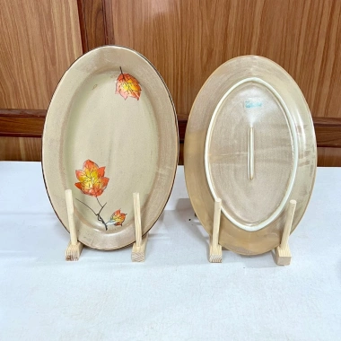 Bộ Bát Đĩa Sứ Cao Cấp Bát Tràng Hoạ Tiết Hoàng Thổ – Lá Phong, Gia Đình, Quà Tặng 650k