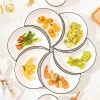 Bộ Bát Đĩa Sứ Cáo Cáp Mặt Trăng Trắng Viền Đen Độc Đáo - Giá 49.000 VND