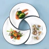Bộ bát đĩa sứ decor hoa mặt trời: Sét đĩa mặt trăng 5 cánh trắng viền đen 42cm, giá 85.000₫ 7