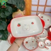 Bộ bát đĩa sứ Gấu Dâu Tây - Chén bát Decor viền đỏ, bát ăn cơm dễ thương, giá 59,400₫ 3