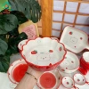 Bộ bát đĩa sứ Gấu Dâu Tây - Chén bát Decor viền đỏ, bát ăn cơm dễ thương, giá 59,400₫ 6