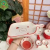 Bộ bát đĩa sứ Gấu Dâu Tây - Chén bát Decor viền đỏ, bát ăn cơm dễ thương, giá 59,400₫ 7