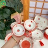 Bộ bát đĩa sứ Gấu Dâu Tây - Chén bát Decor viền đỏ, bát ăn cơm dễ thương, giá 59,400₫ 8