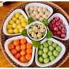 Bộ bát đĩa sứ hoa mai kèm khay mây - Đồ thờ cúng sang trọng, giá chỉ 160k