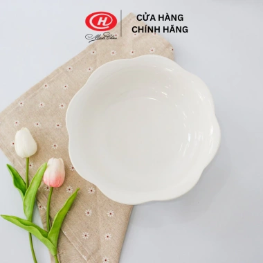 Bộ bát đĩa sứ Minh Châu cao cấp trắng trơn hoa mặt trời, bát cúng cơm Tết sang trọng – giá ưu đãi 483,600₫
