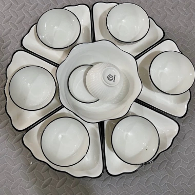 Bộ bát đĩa sứ thắp hương hoa mặt trời BT – hoa văn viền đen, giá 289.000₫ 7