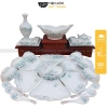 Bộ Bát Đĩa Sứ Trắng Cúng Gia Tiên 3 Size - Hoạ Tiết Sen Xanh Vẽ Tay - Quà Tặng Ý Nghĩa 280k