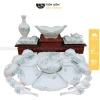 Bộ Bát Đĩa Sứ Trắng Cúng Gia Tiên 3 Size - Hoạ Tiết Sen Xanh Vẽ Tay - Quà Tặng Ý Nghĩa 280k 2
