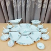 Bộ Bát Đĩa Sứ Trắng Cúng Gia Tiên 3 Size - Hoạ Tiết Sen Xanh Vẽ Tay - Quà Tặng Ý Nghĩa 280k 3