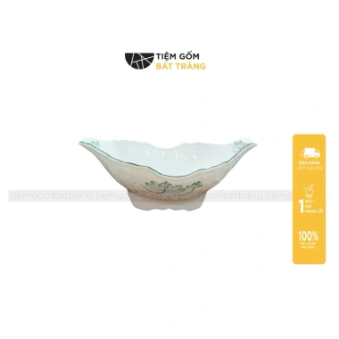 Bộ Bát Đĩa Sứ Trắng Cúng Gia Tiên 3 Size - Hoạ Tiết Sen Xanh Vẽ Tay - Quà Tặng Ý Nghĩa 280k