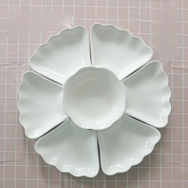 Bộ Bát Đĩa Sứ Trắng Hoa Mặt Trời - Set Cúng Gia Tiên Sứ Minh Châu Giá ưu đãi