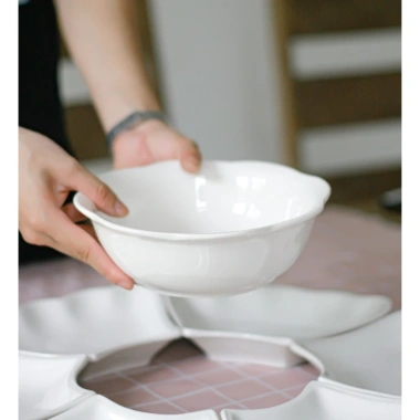 Bộ Bát Đĩa Sứ Trắng Hoa Mặt Trời - Set Cúng Gia Tiên Sứ Minh Châu Giá ưu đãi