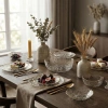 Bộ Bát Đĩa Thủy Tinh Vân Sần Viền Vàng Sang Trọng - Đựng Hoa Quả Home Luxury 90k 4