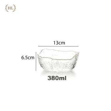 Bộ Bát Đĩa Thủy Tinh Vân Sần Viền Vàng Sang Trọng - Đựng Hoa Quả Home Luxury 90k