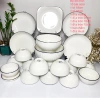 Bộ Bát Đĩa Xọc Trắng Viền Đen Bát Tràng - Men Sáng Bóng, Giá 85k, Loại 1 10