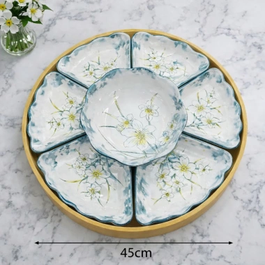 Bộ Bát Hoa Mặt Trời Gốm Sứ Ceramic Hoa Thủy Tiên - Dâng Lễ Gia Tiên, Giá 317.000