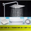 Bộ bát sen vuông tròn tắm đứng inox kèm dây nối, đầy đủ treo – Giá 100.999₫