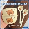 Bộ Bát Sứ Ăn Cơm Capybara 2 Bát và 2 Thìa Đôi Đẹp BDX010 Giá ưu đãi 29.000₫
