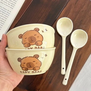 Bộ Bát Sứ Ăn Cơm Capybara 2 Bát và 2 Thìa Đôi Đẹp BDX010 Giá ưu đãi 29.000₫ 3