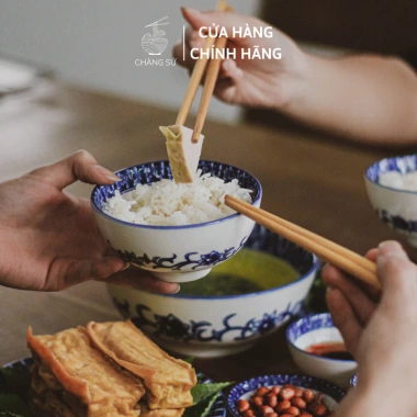 Bộ bát sứ cao cấp hoa xanh lam 6 & 10 món - Chén cơm cúng gia tiên, vỡ 1 đổi 1, giá ưu đãi 112.500 VND