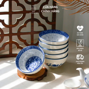 Bộ bát sứ cao cấp hoa xanh lam 6 & 10 món - Chén cơm cúng gia tiên, vỡ 1 đổi 1, giá ưu đãi 112.500 VND 10 Bộ bát sứ cao cấp hoa xanh lam 6 & 10 món - Chén cơm cúng gia tiên, vỡ 1 đổi 1, giá ưu đãi 112.500 VND 10