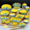 Bộ Bát Sứ Đẹp Xuất Âu - Bát Ăn Cơm Họa Tiết Dạ Yến Vàng Mix Xanh Dương Vẽ Tay, Giá 104.400₫
