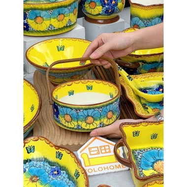 Bộ Bát Sứ Đẹp Xuất Âu - Bát Ăn Cơm Họa Tiết Dạ Yến Vàng Mix Xanh Dương Vẽ Tay, Giá 104.400₫ 3 Bộ Bát Sứ Đẹp Xuất Âu - Bát Ăn Cơm Họa Tiết Dạ Yến Vàng Mix Xanh Dương Vẽ Tay, Giá 104.400₫ 3