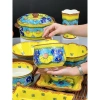 Bộ Bát Sứ Đẹp Xuất Âu - Bát Ăn Cơm Họa Tiết Dạ Yến Vàng Mix Xanh Dương Vẽ Tay, Giá 104.400₫ 6