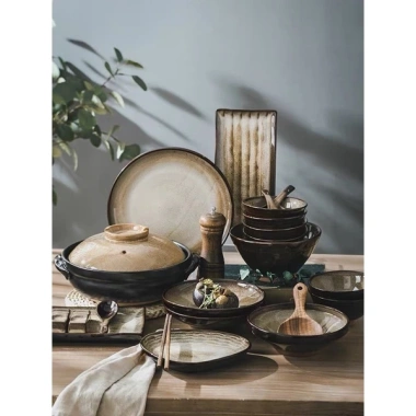 Bộ bát sứ nâu trầm Nhật Bản cao cấp: Set lẻ 79.000₫, chất liệu bền đẹp