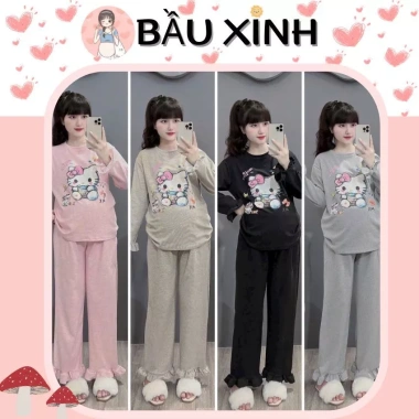 Bộ bầu mặc nhà thu đông Hoạt Tiệt Mèo kèm tay bẻo điện Đà B389 – CO dàn thoái mái, chỉ 235.000₫