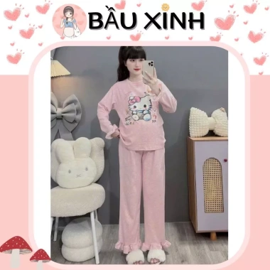 Bộ bầu mặc nhà thu đông Hoạt Tiệt Mèo kèm tay bẻo điện Đà B389 – CO dàn thoái mái, chỉ 235.000₫ 5
