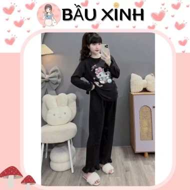 Bộ bầu mặc nhà thu đông Hoạt Tiệt Mèo kèm tay bẻo điện Đà B389 – CO dàn thoái mái, chỉ 235.000₫ 6