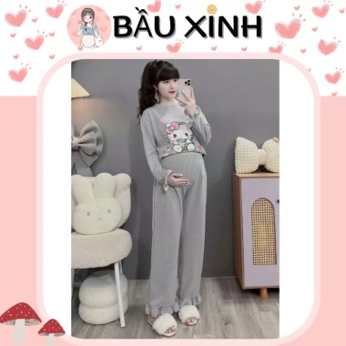 Bộ bầu mặc nhà thu đông Hoạt Tiệt Mèo kèm tay bẻo điện Đà B389 – CO dàn thoái mái, chỉ 235.000₫ 8