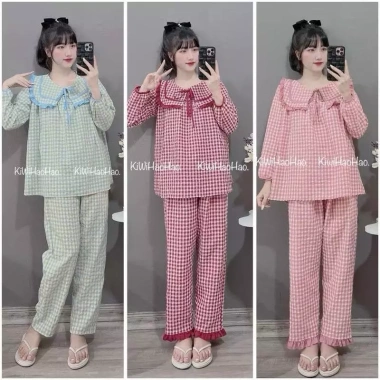 Bộ bầu sau sinh Dài Đũi Thái Kẻ Cổ Lá kèm dây buộc nơ 5 màu - Giá 150.000 VND 5