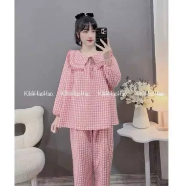 Bộ bầu sau sinh Dài Đũi Thái Kẻ Cổ Lá kèm dây buộc nơ 5 màu - Giá 150.000 VND 8