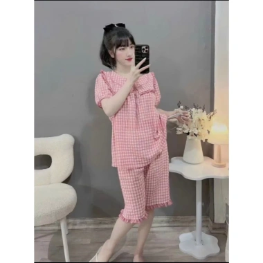 Bộ Bầu Sau Sinh Đũi Thái Kẻ Cổ và Dây - Giá chỉ 131.200đ, giảm mạnh 3