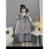 Bộ Bầu Sau Sinh Đũi Thái Kẻ Cổ và Dây - Giá chỉ 131.200đ, giảm mạnh 4