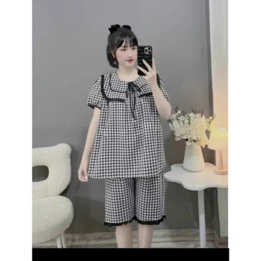 Bộ Bầu Sau Sinh Đũi Thái Kẻ Cổ và Dây - Giá chỉ 131.200đ, giảm mạnh 4