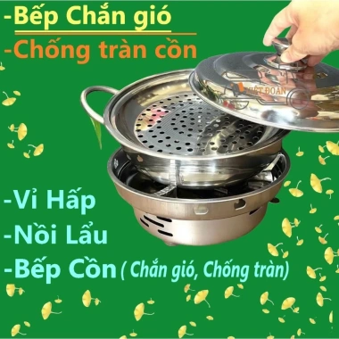 Bộ Bếp Cồn INOX Chắn Gió Chống Tràn + Nồi Lẩu và Vỉ Hấp - Giá Ưu Đãi 133k 4 Bộ Bếp Cồn INOX Chắn Gió Chống Tràn + Nồi Lẩu và Vỉ Hấp - Giá Ưu Đãi 133k 4
