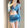 Bộ bikini 4 chi tiết QCCC KUNKUN BKN47: áo tắm đệm ngực, áo choàng dài tay, chỉ 179k 4